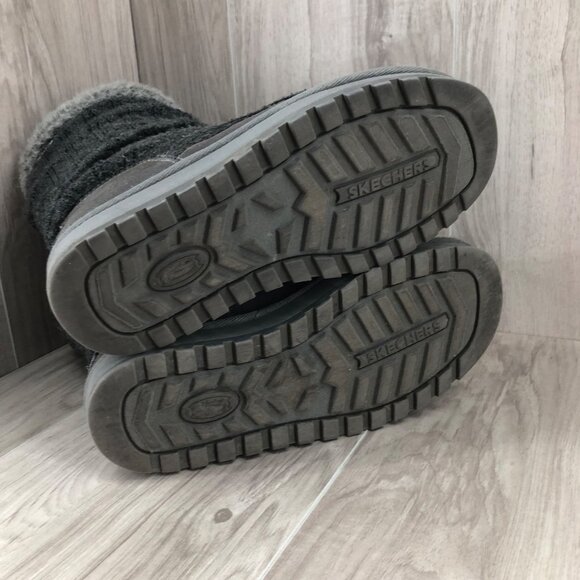 Skechers Boots Womens 7.5 Keepsakes Blur Gray Sweater Knit Pull On Winter Shoes - Picture 10 of 12